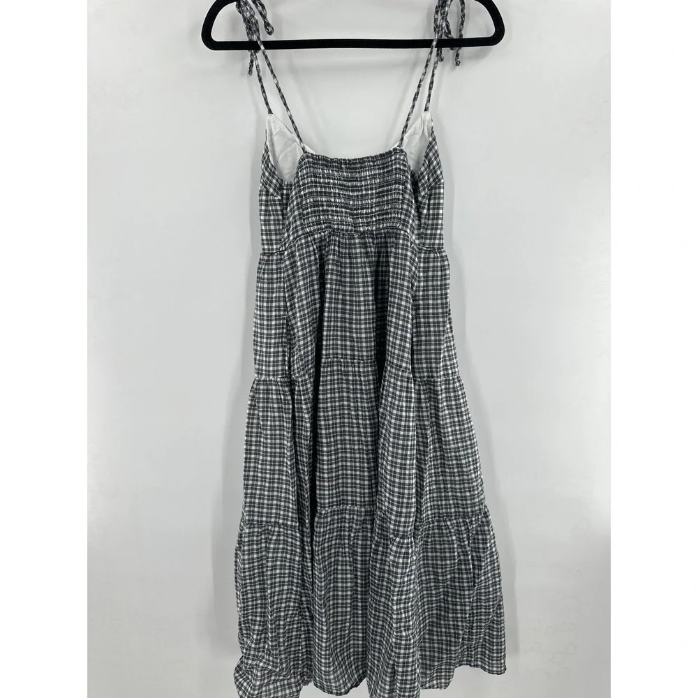 Abercrombie & Fitch Gingham Tiered Midi Dress Grey Small - Picture 5 of 7
